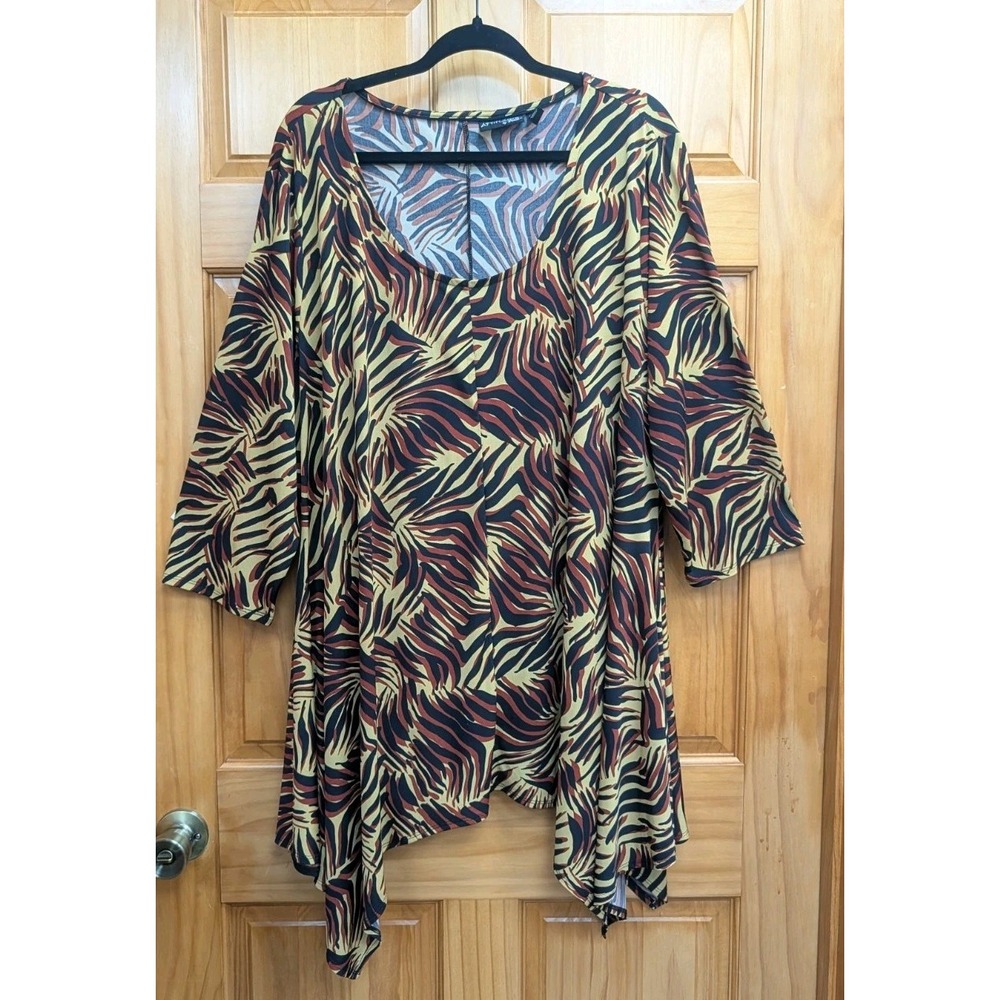 Attitudes by Renee Size 3XL Women's Tunic Symmetrical Hem 3/4 Sleeves Top Blouse